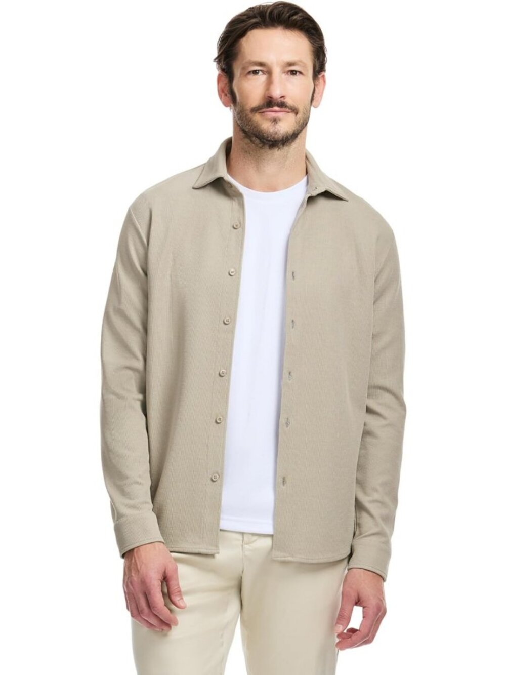 Men's Long Sleeve Textured Pique Button Down Shirt - Stylish Casual Wear